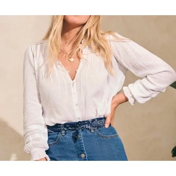 Faherty Tops - Faherty Women's Sz XS Willa White Organic Cotton Button Down Top Feminine
